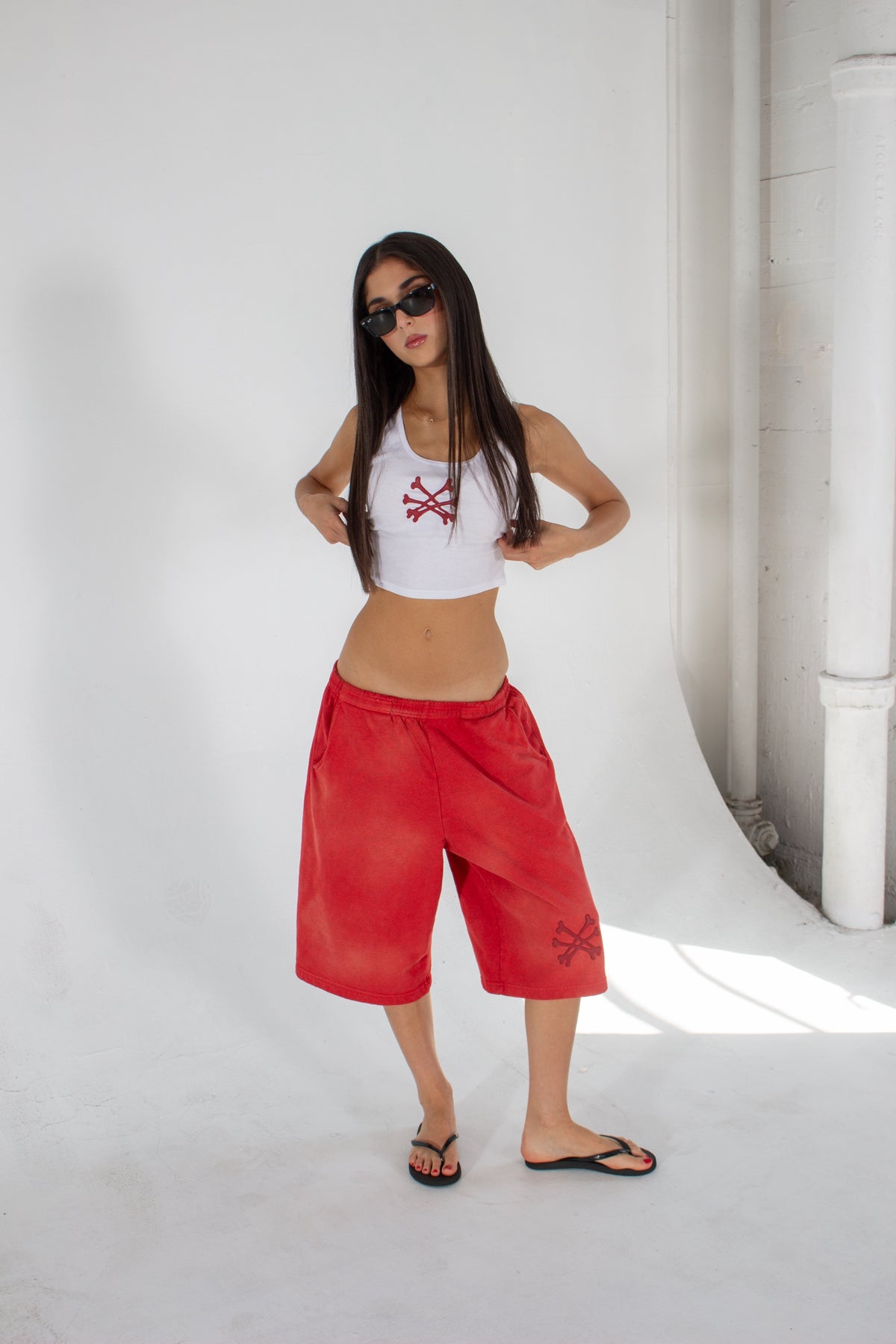Burgundy Leather "bones" Tank Top
