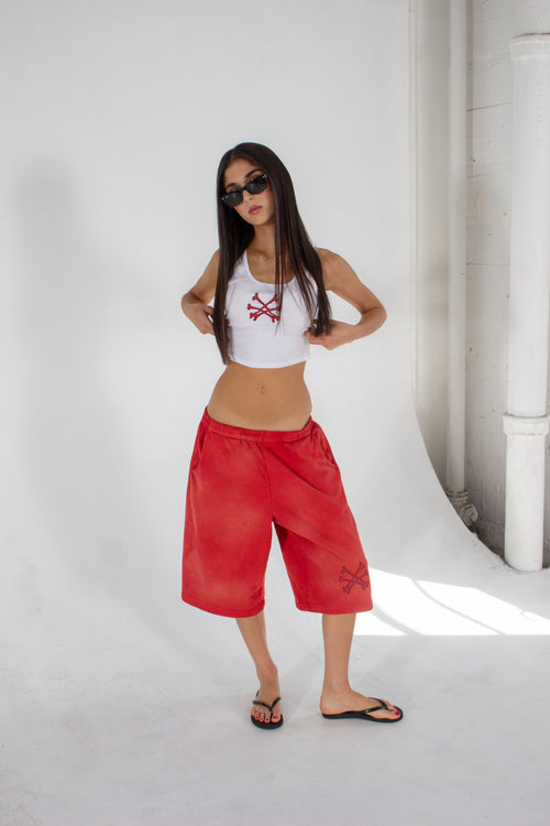 Burgundy Leather "bones" Tank Top
