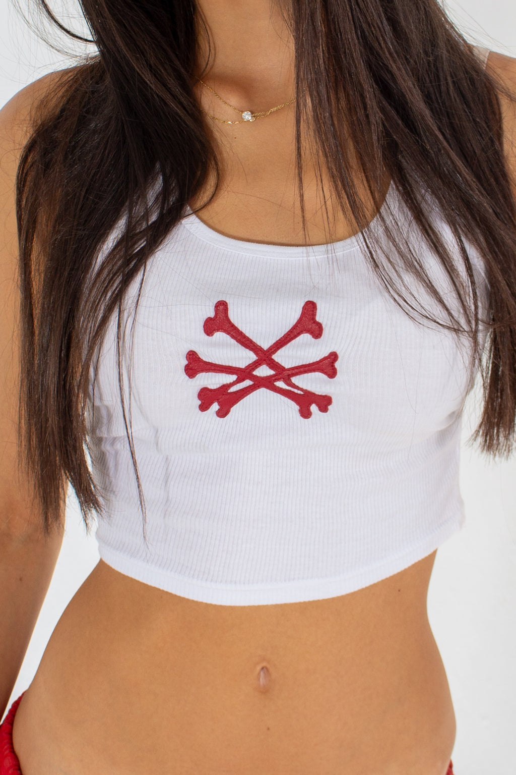 Burgundy Leather "bones" Tank Top