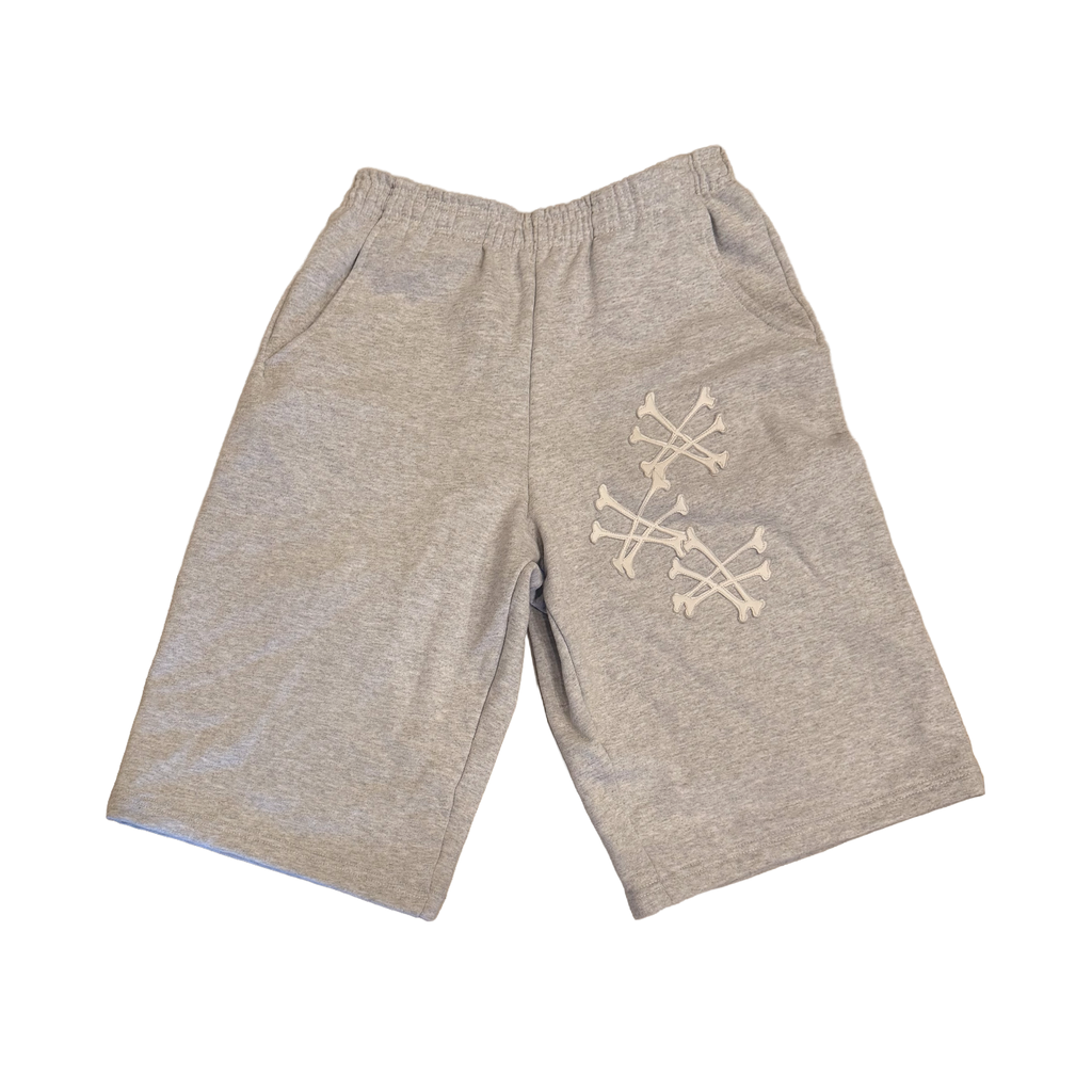 BONES WHITE ON GREY CAPRI SHORTS