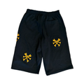 BONES YELLOW ON BLACK CAPRI SHORTS